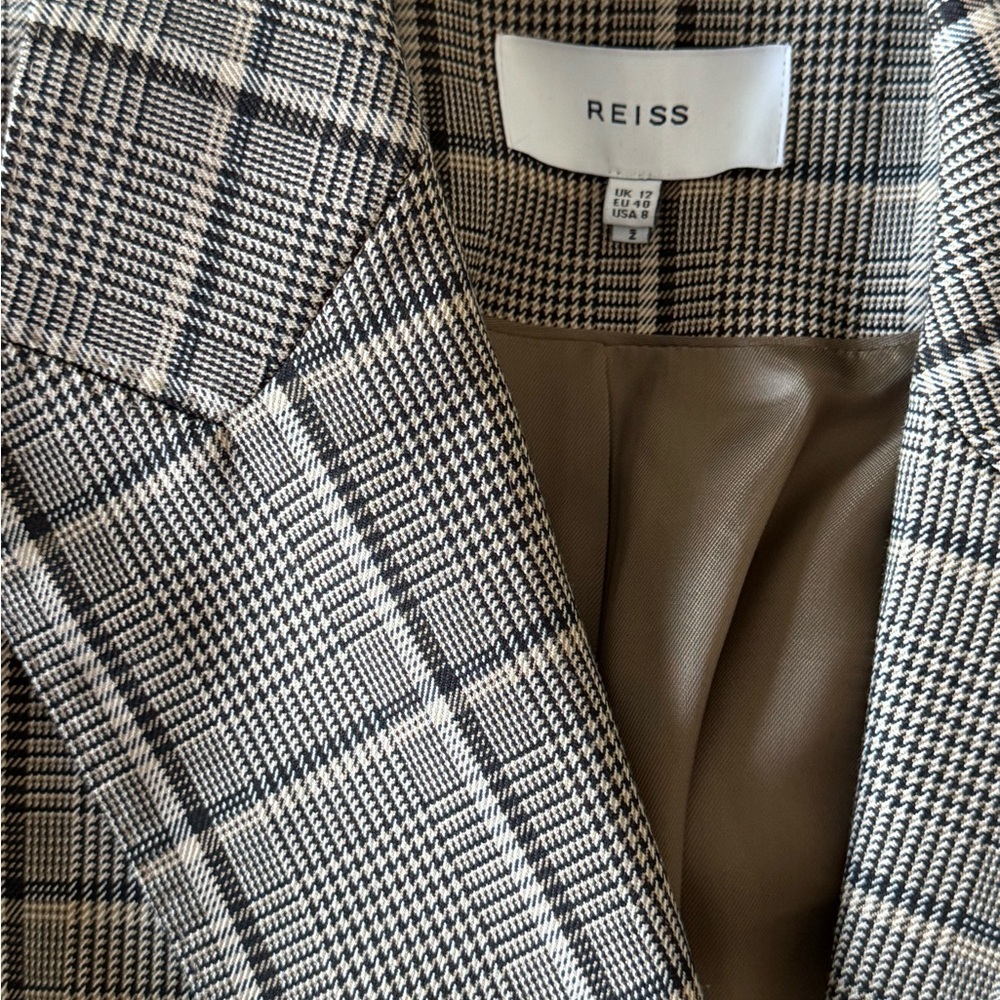 REISS Plaid Double-Breasted Blazer - Picture 6 of 7
